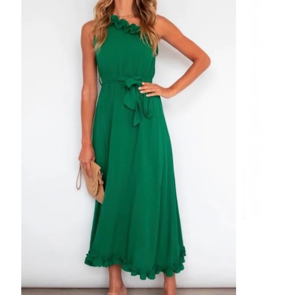 Celeste Dresses & Skirts - Celestedress Ruffle One Shoulder Dress, NWOT, L, Green